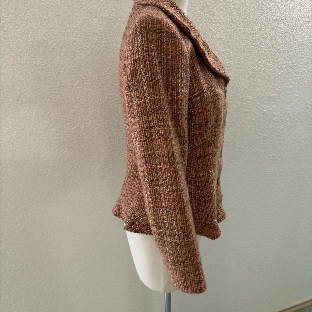 Neiman Marcus VTG 90's Multicolored Tweed Flare Ruffle‎ Blazer Women's Sz. 6